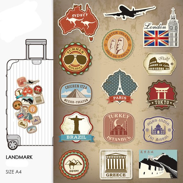 Винтажные наклейки на чемодан