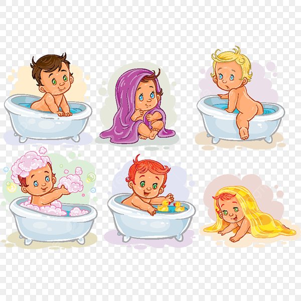 Мультяшная девочка в ванной