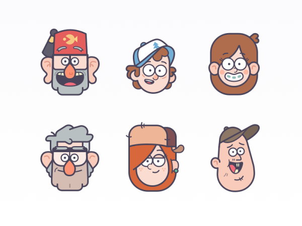 Лица всех героев Гравити Фолз