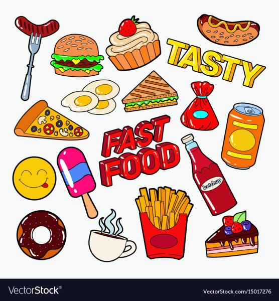 Наклейки фаст фуд