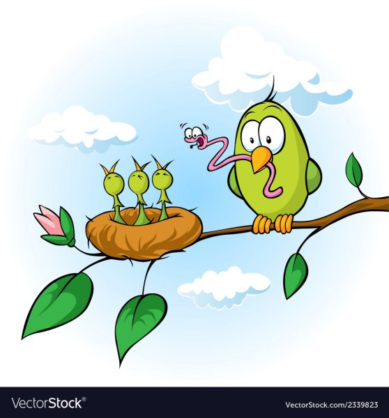 Смешные птички на ветке