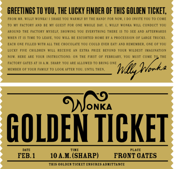 Золотой билет на фабрику Вилли Вонка