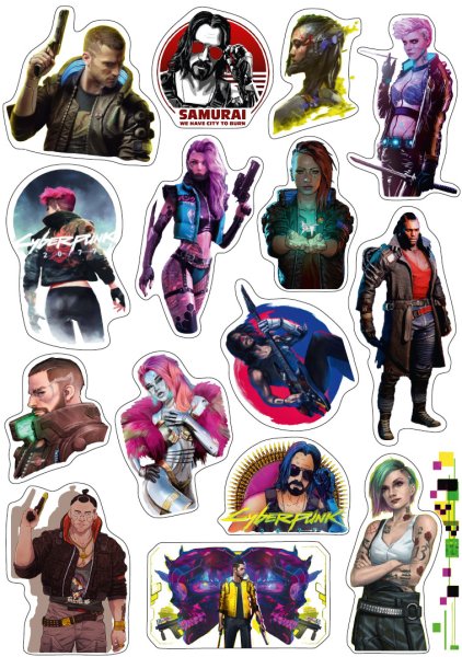 Стикерпак наклеек Cyberpunk 2077