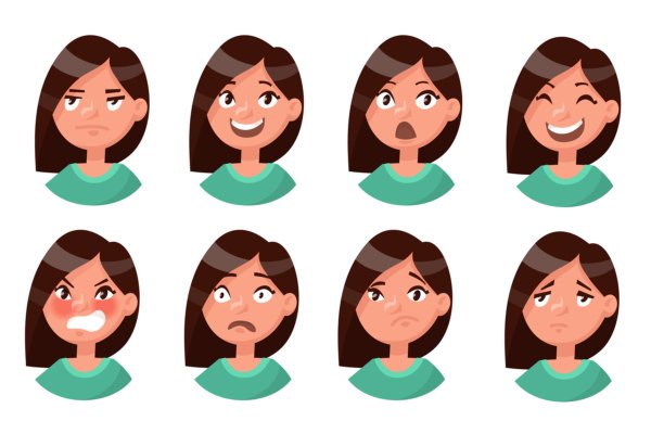 Лицо девочки с разными эмоциями