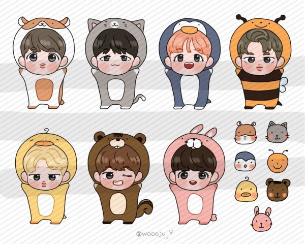 BTS Чиби наклейки