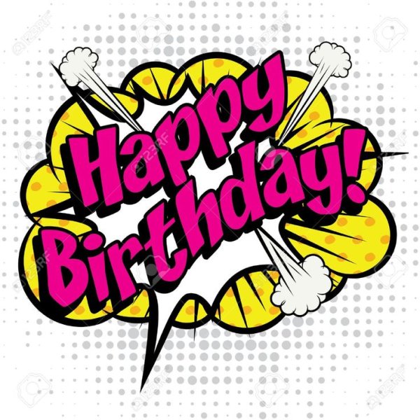 Happy Birthday надпись в стиле комиксов