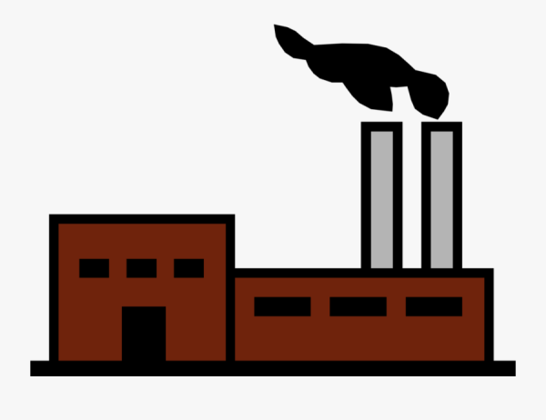 Силуэт завода с трубами