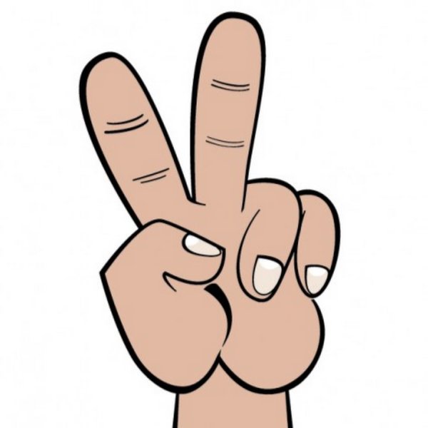 Знак v пальцами