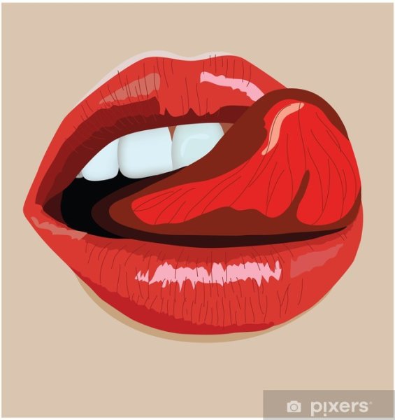 Наклейка губы с языком