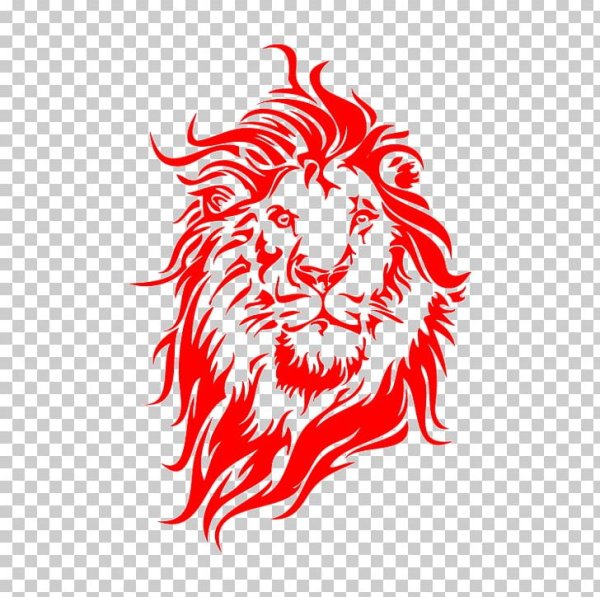 Красный Лев на белом фоне