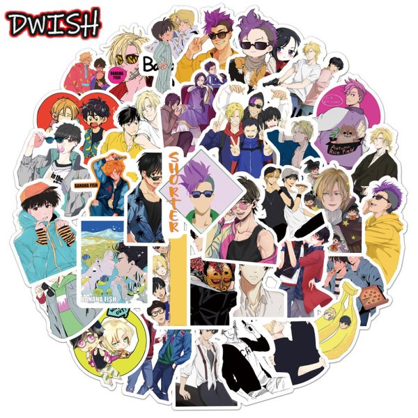 Наклейки аниме банановая рыба