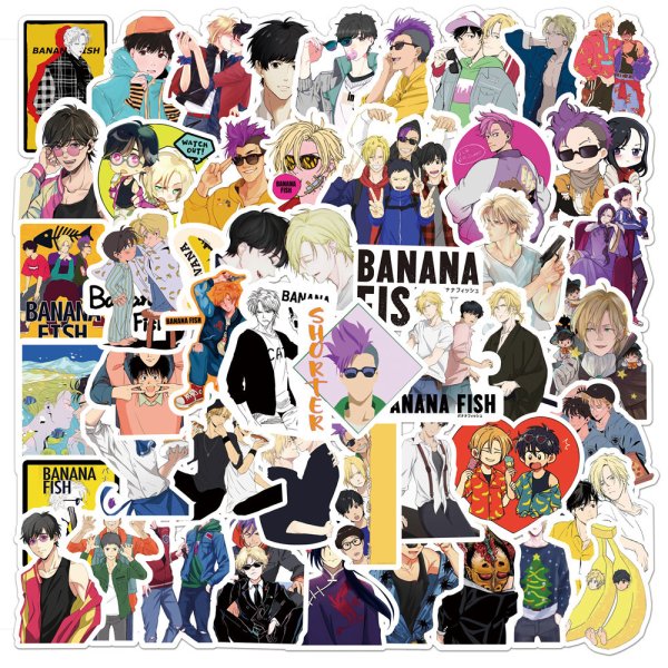 Наклейки аниме банановая рыба