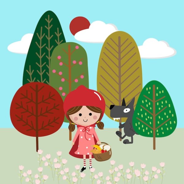 Красная шапочка на прозрачном фоне