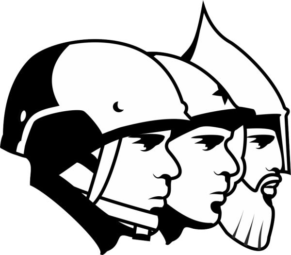 Очертания воина в каске