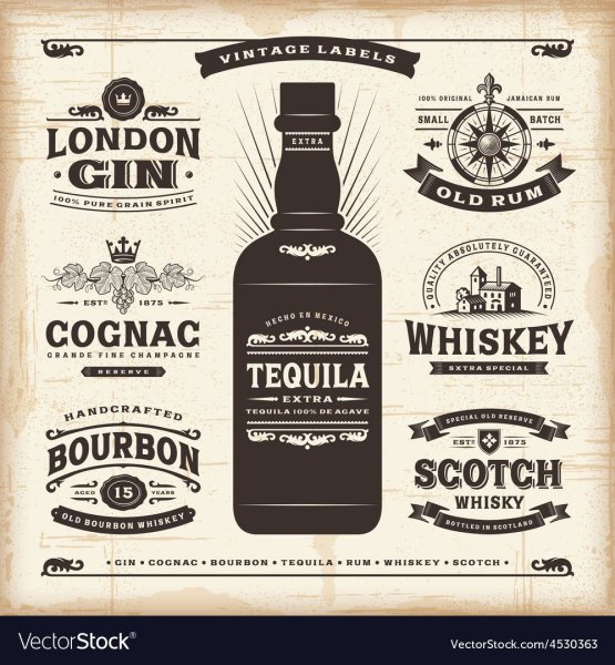 Алкогольные этикетки в векторе