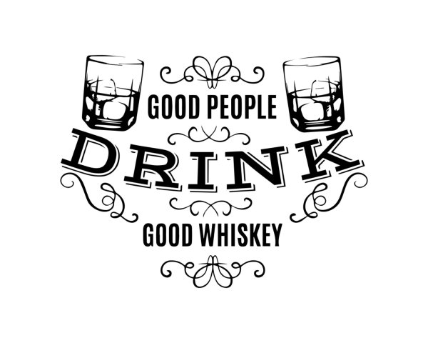 Черно белая наклейка виски