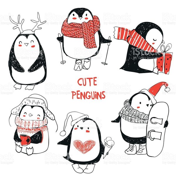 Рисунки на новый год Пингвин