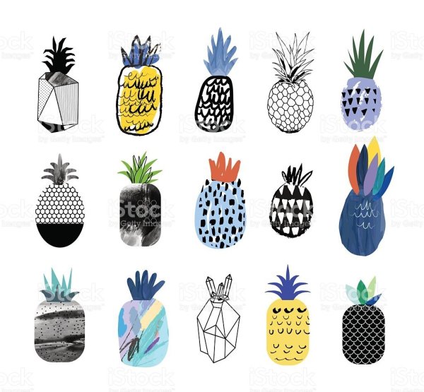 Стикеры для распечатки ананас
