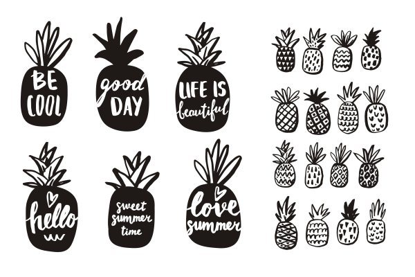 Ананас чб наклейки