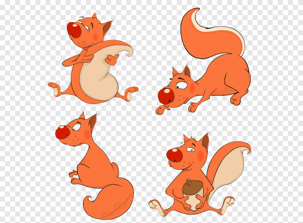 Белка мультяшка в разных позах