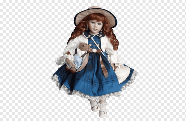 Фарфоровая кукла на белом фоне