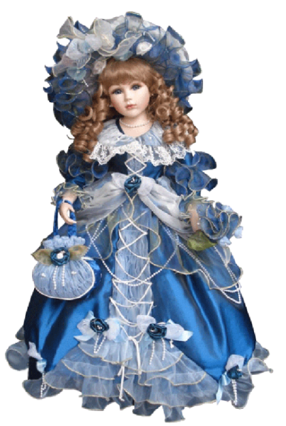 Фарфоровая кукла на прозрачном фоне