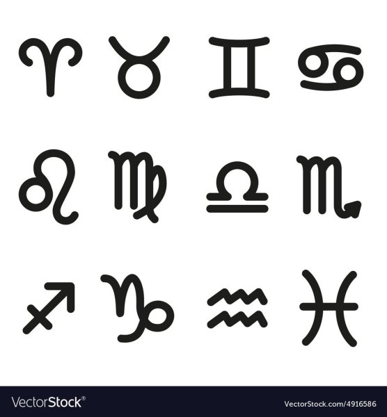 Символы гороскопа на белом фоне