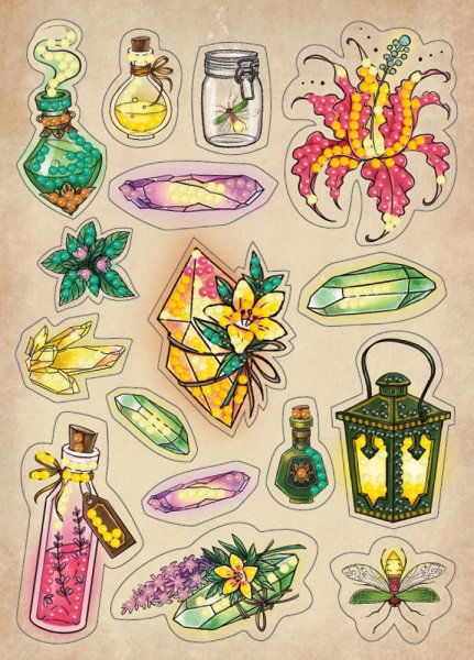 Кристальная алмазная мозаика наклейки "волшебство" 14х19.5см