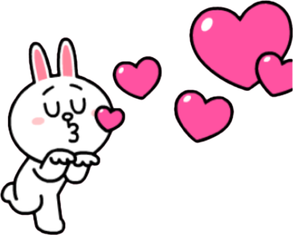 Стикер поцелуй зайки с сердечком