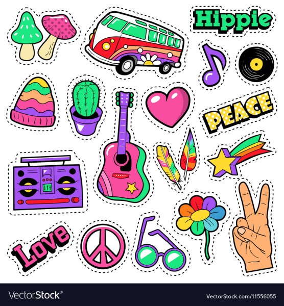 Наклейки в стиле хиппи