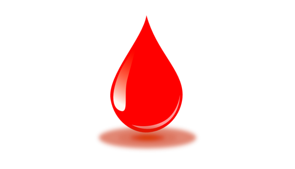 Капелька крови на прозрачном фоне