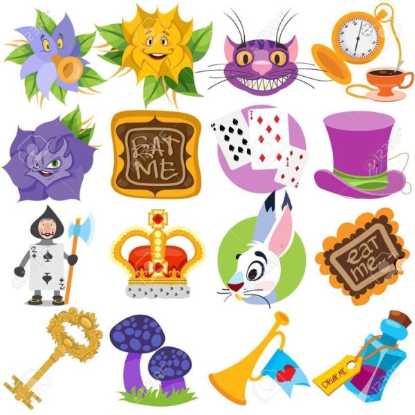 Алиса в стране чудес вектор чб