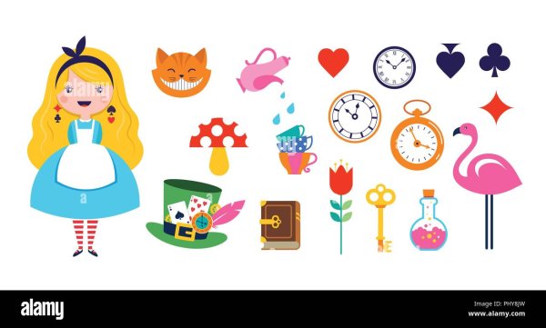 Алиса в стране чудес вектор чб