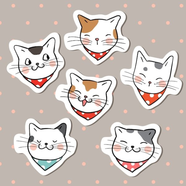 Мордочки котов для наклеек