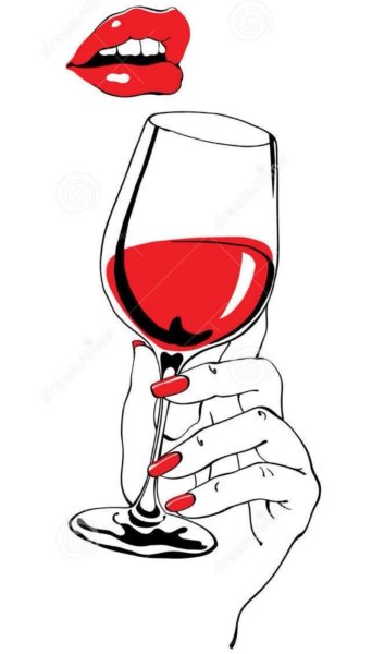Красные губы и бокал вина