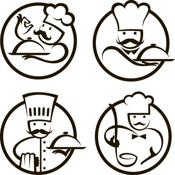 Силуэт повар с едой