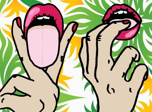 Язык и пальцы