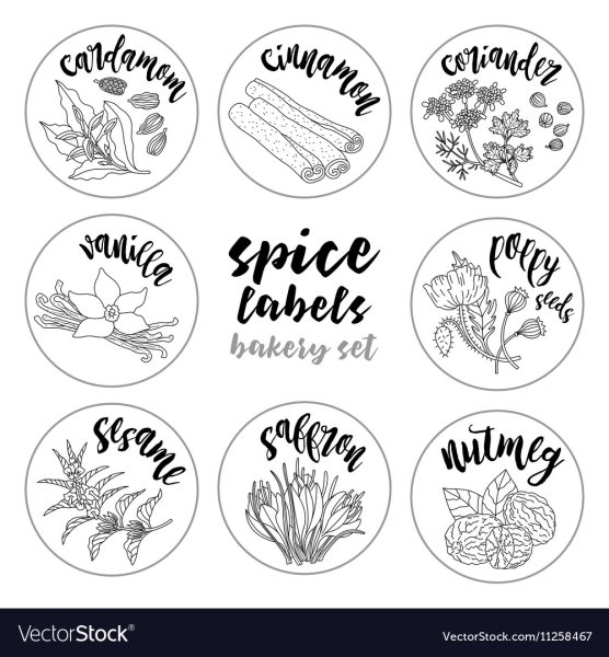 Надписи для специй черно-белые