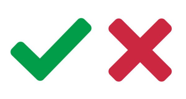 Красный крестик и галочка