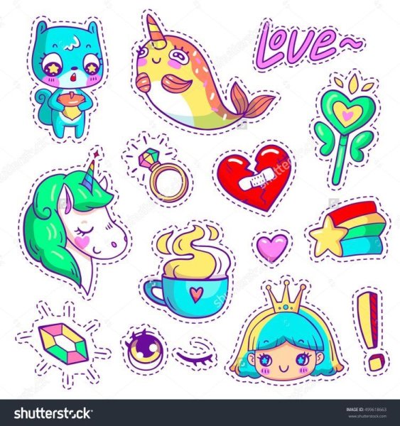 Наклейки с контуром милые