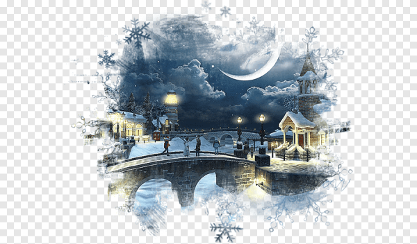 Новогодние пейзажи на прозрачном фоне