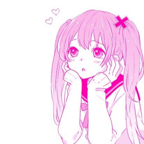 Аниме девочка на розовом фоне
