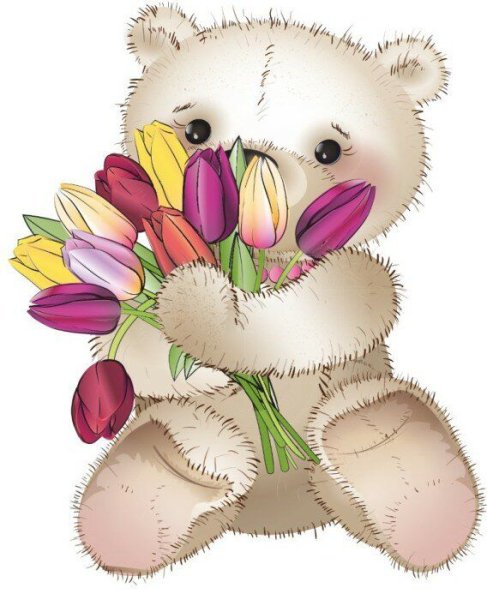 Девушка с цветами мультяшная