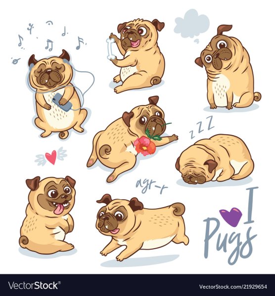 Стикеры прикольные с мопсами