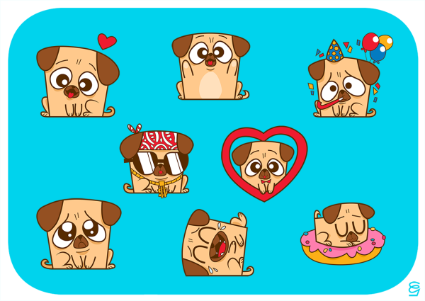 Стикеры Мопс Pug Power