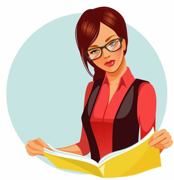 Мультяшная женщина в очках