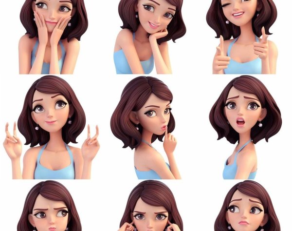 Персонаж с разными эмоциями