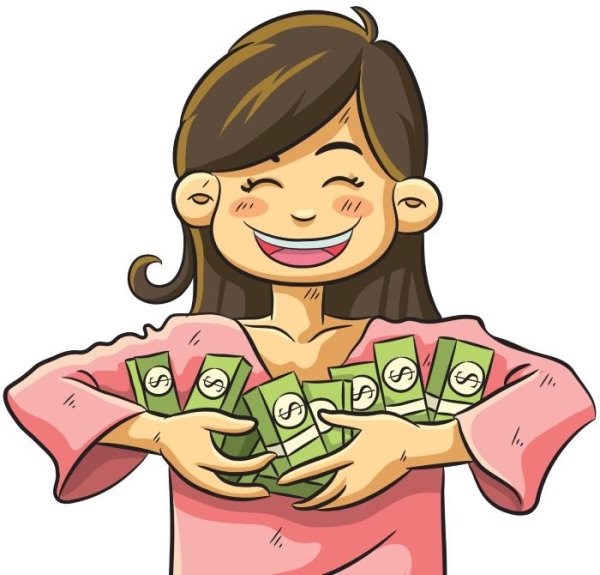 Мультяшный человек с деньгами