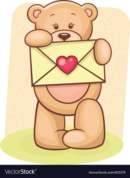 Мишка с конвертом в руках