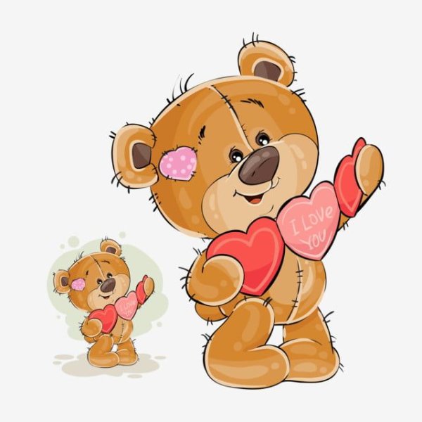 Медвежонок мультяшный с сердечком